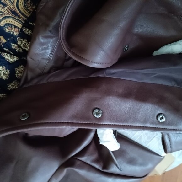 Women's Chocolate Brown Mousse Faux Leather Jacket - Picture 10 of 12